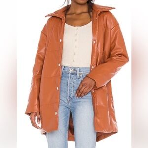 BLANK NYC Faux Leather Quilted Puffer Coat. Size Small